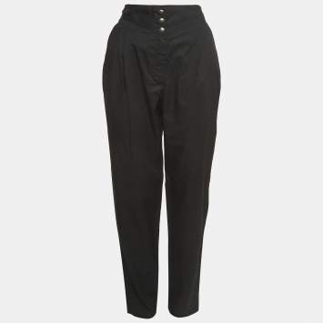 Pre Owned Fendi Vintage Black Cotton Tapered Trousers M