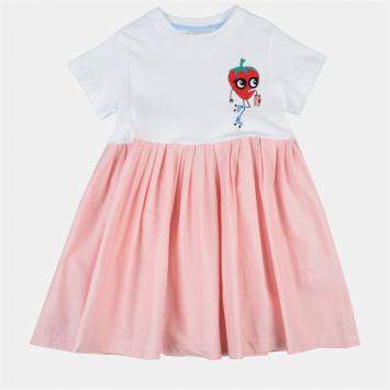 Pre Owned Fendi Pink/White Cotton Flared Dress Size 7Y