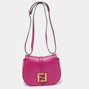 Pre Owned Fendi Pink Leather Small C'Mon Flap Shoulder Bag