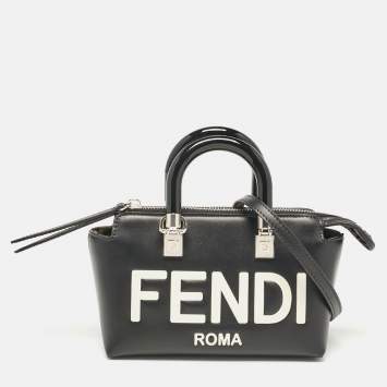 Pre Owned Fendi Black Leather Mini By The Way Boston Bag