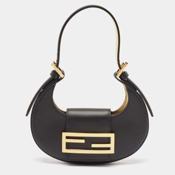 Pre Owned Fendi Black Leather Mini Cookie Hobo
