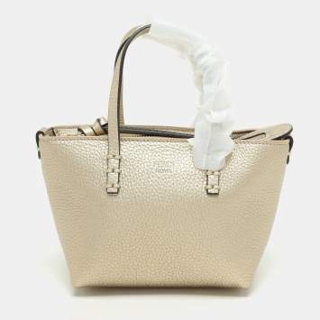 Pre Owned Fendi Gold Leather Selleria Mini Roll Tote