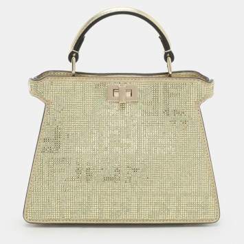 Fendi Green Suede Embellished Peekaboo ISeeU Petite Bag