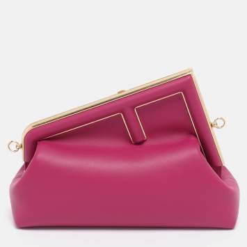 Pre Owned Fendi Burgundy Leather Fendi First Midi Shoulder Bag