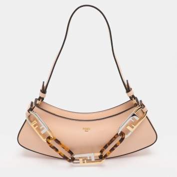 Pre Owned Fendi Light Rose Leather O'Lock Swing Shoulder Bag