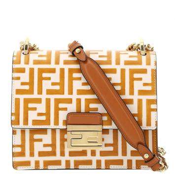 Pre Owned Fendi Tan/White Leather FF Kan U Bag