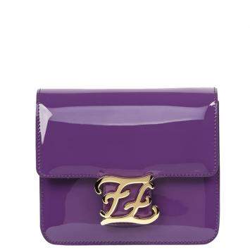 Pre Owned Fendi Violet Patent Leather Karligraphy Bag