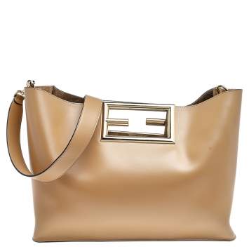 Pre Owned Fendi Beige Leather Medium Way Tote