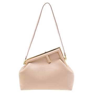 Pre Owned Fendi Beige Leather Medium First Shoulder Bag
