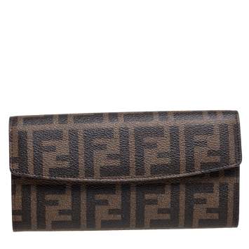 Pre Owned Fendi Tobacco Zucca Coated Canvas Continental Wallet