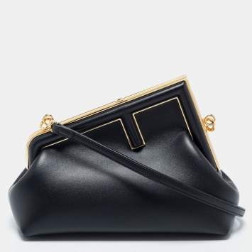 Pre Owned Fendi Black Leather Small Fendi First Shoulder Bag