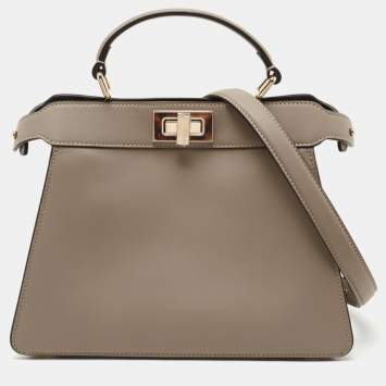 مملوكة مسبقًا Fendi Beige Leather Small Peekaboo ISeeU Top Handle Bag