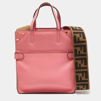 Pre Owned Fendi Pink Leather Small Flip Bag