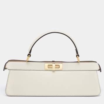 مملوكة مسبقًا Fendi Ivory Leather Peekaboo ISeeuU Stretch Top Handle Bag