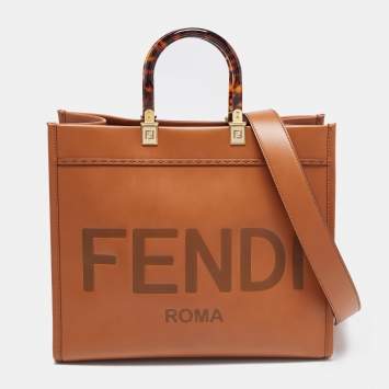 Pre Owned Fendi Brown Leather Medium Sunshine Tote