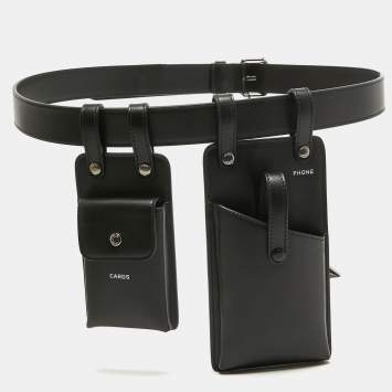 Pre Owned Fendi Black Leather Utility Pouch Belt Bag