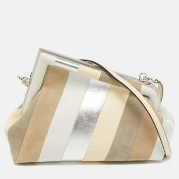 Pre Owned Fendi Multicolor Suede and Leather Small Fendi First Clutch
