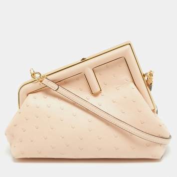 مملوكة مسبقًا Fendi Beige Ostrich Leather Small First Shoulder Bag