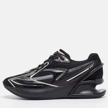 Pre Owned Fendi Black Suede and Leather Fendi first Sneakers Size 38