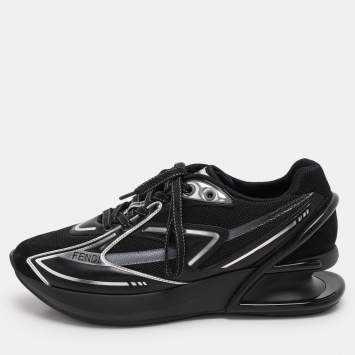 Pre Owned Fendi Black Suede and Leather Fendi first Sneakers Size 38