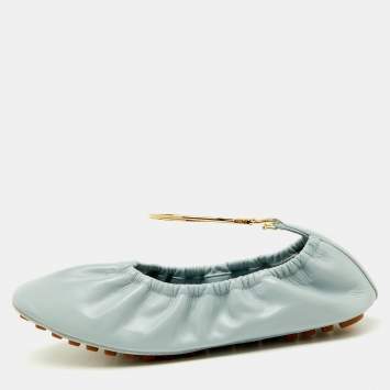 Fendi Light Blue Leather Filo Ballet Flats Size 38