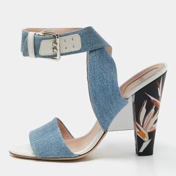Fendi Blue Denim Ankle Strap Sandals Size 40