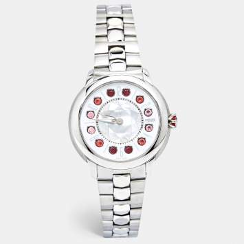 Pre Owned Fendi Mother Of Pearl Stainless Steel IShine 12100M Women's Wristwatch 38 mm