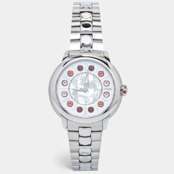 Pre Owned Fendi Mother Of Pearl Stainless Steel IShine 12100M Women's Wristwatch 38 mm