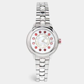 Pre Owned Fendi Mother Of Pearl Stainless Steel IShine 12100S Women's Wristwatch 34 mm