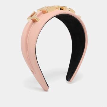 Pre Owned Fendi Beige Leather Graphy Headband