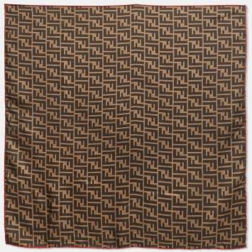 Pre Owned Fendi Brown Zucca Print Silk Fendirama Foulard Scarf