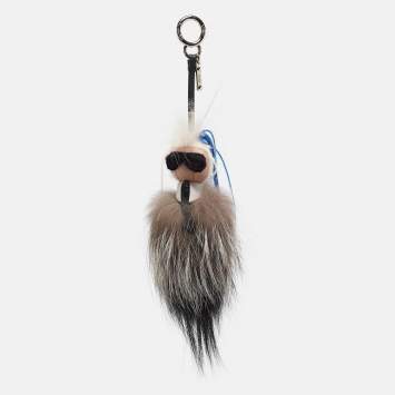 Pre Owned Fendi Multicolor Fur and Leather Karlito Bag Charm