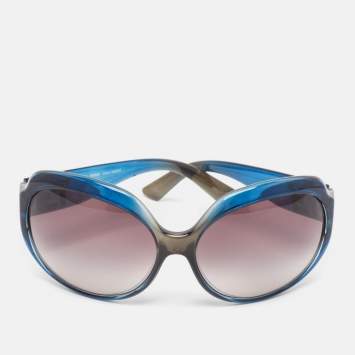 Pre Owned Fendi Black Gradient Blue FS500 Oversized Sunglasses