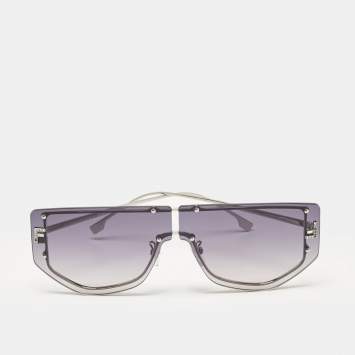 Pre Owned Fendi Grey Gradient FF40096U Fendi First Crystals Shield Sunglasses