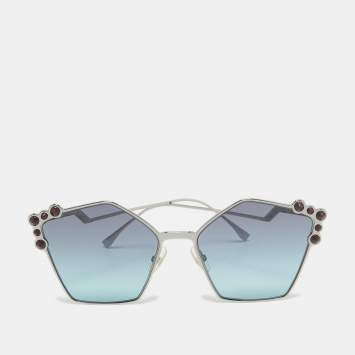 Pre Owned Fendi Blue Gradient FF 0261/S Spike Cat Eye Sunglasses