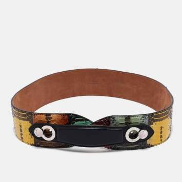 Pre Owned Fendi Multicolor Watersnake Leather Waist Belt 85CM