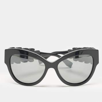 Pre Owned Fendi Black FF 0139/S Limited Edition Crystals Cat Eye Sunglasses