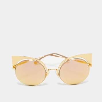 Fendi Gold  FF 0177/S Mirror Ca Eye Sunglasses