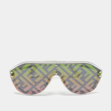 Fendi Silver Tone/Grey Mirrored M0039/G/S FF Fabulous Shield Sunglasses