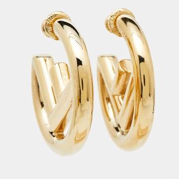 Pre Owned Fendi F is Fendi Gold Tone Hoop Earrings