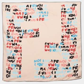 Pre Owned Fendi Pink Printed Silk Scarf