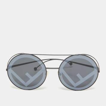 Pre Owned Fendi Black FF 0285/S Round Sunglasses