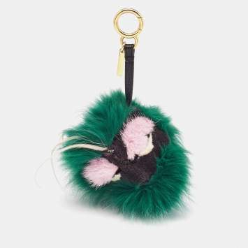 Pre Owned Fendi Multicolor Fur Monster Bag Charm
