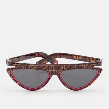 Pre Owned Fendi Brown/Pink Zucchino FF0383/S/S Cat Eye Sunglasses