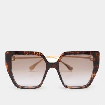 Pre Owned Fendi Brown/Black Gradient Oversized Sunglasses