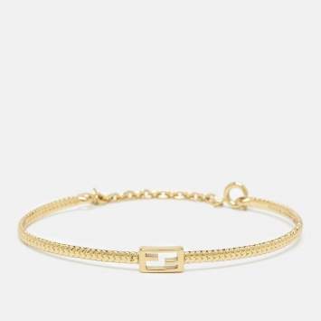 Pre Owned Fendi Baguette Gold Tone Bracelet M