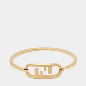 Pre Owned Fendi O'Lock Gold Tone Bracelet S