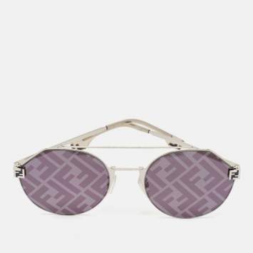 Pre Owned Fendi Black FF40060U FF Round Aviator Sunglasses
