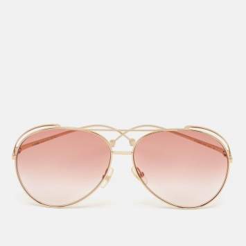 Pre Owned Fendi Pink/Gold Gradient FF0286/S Aviator Sunglasses