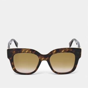 Pre Owned Fendi FF Brown Gradient F is Fendi Square Sunglasses